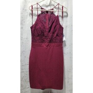 City Studio Wine Red Halter Mini Junior's SIZE 9 Large Dress Lace